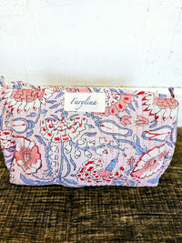 Pink, Blue & Red Quilted Cosmetic Bag - Multiple Sizes