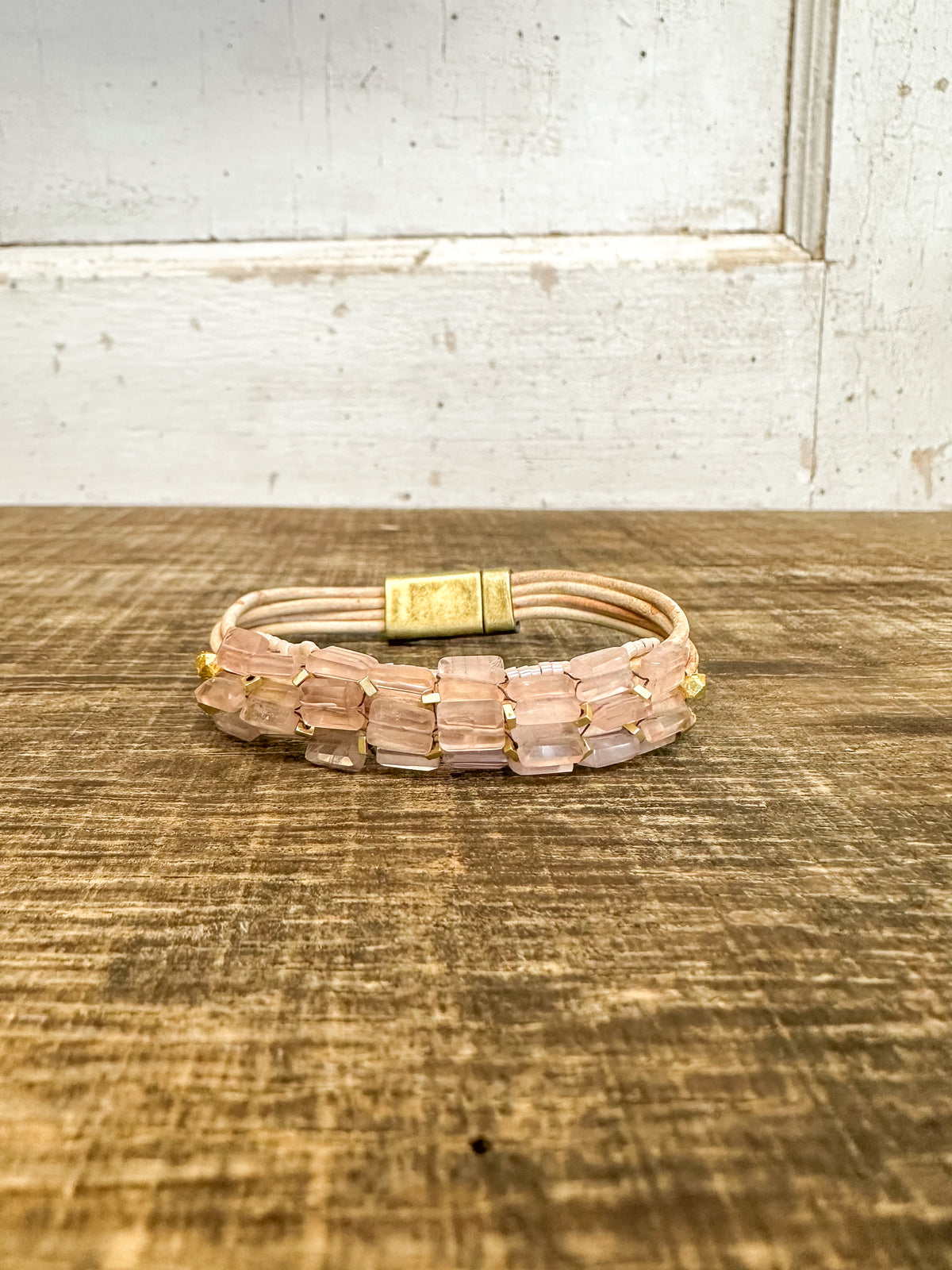 Rose Quartz and Vermeil Bracelet