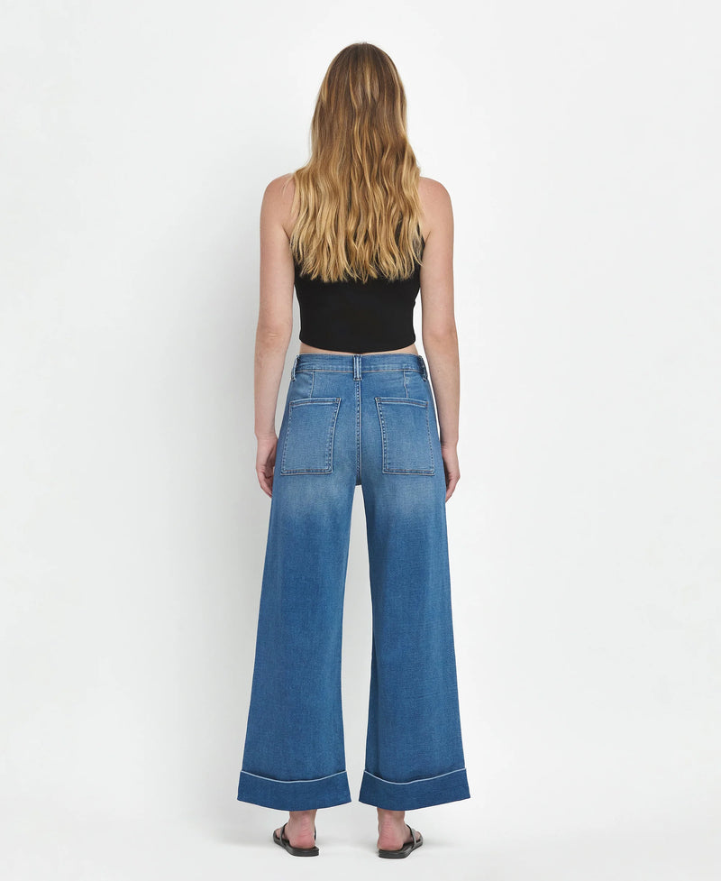 The Sally High Rise Super Soft Baggy Cuffed Wide Leg Jean