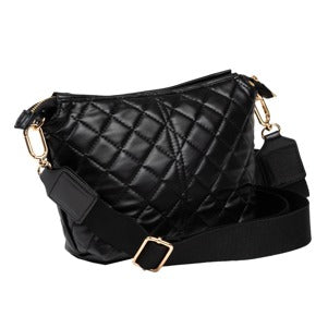 Emily Quilted Crossbody Bag - Black