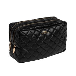 2-Way Quilted Toiletry Bag - Black
