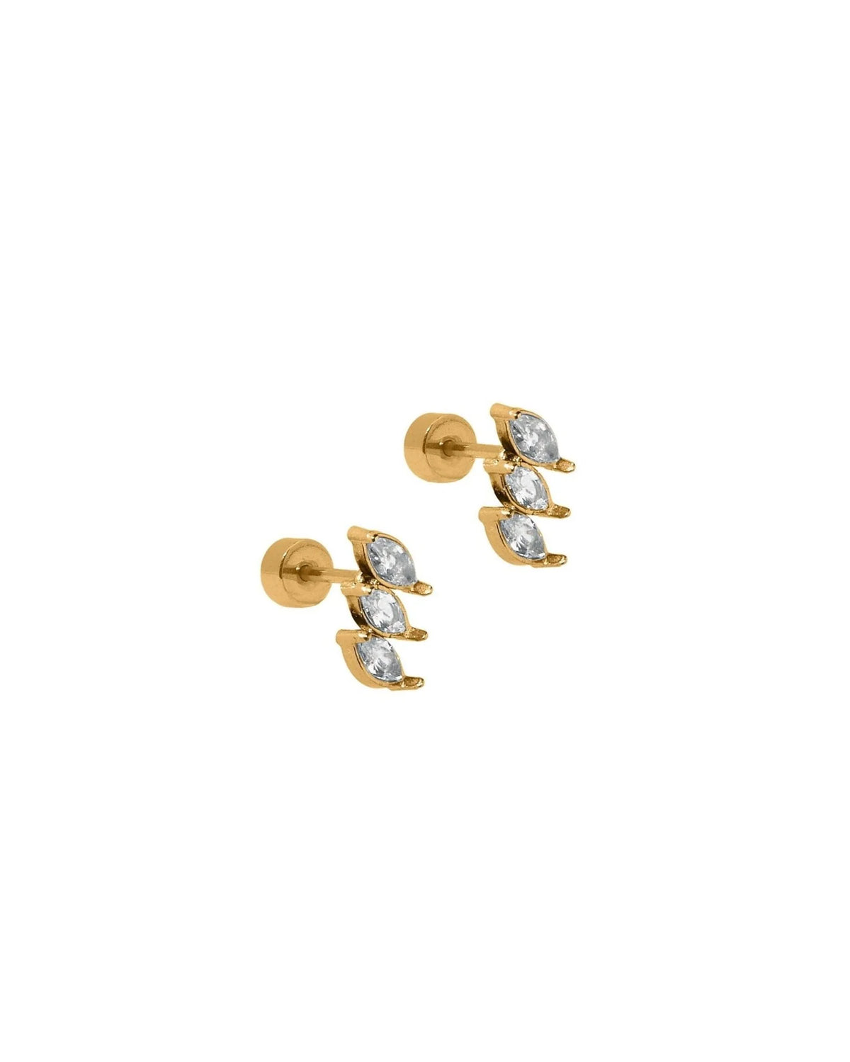 Sierra CZ Gold Screwback Stud Earrings