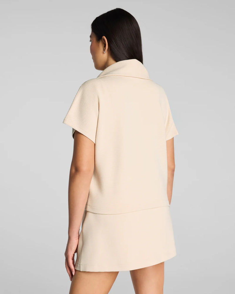 Spanx French Rib Short Sleeve Half-Zip - Toasted Coconut
