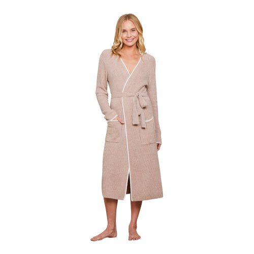 CozyChic Lite Contrast Ribbed Robe | Willow/Pearl