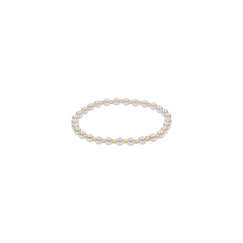 Classic Grateful Pattern 4mm Bead Bracelet - Pearl