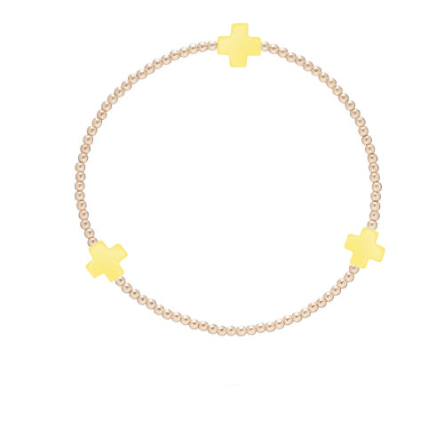 Signature Cross Gold 2mm Bead Bracelet - Canary