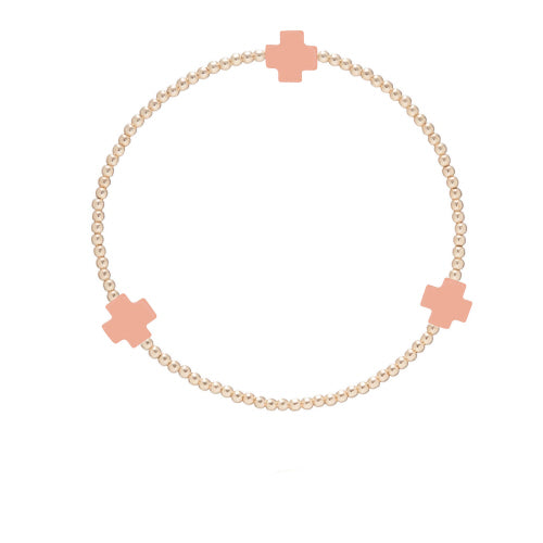 Signature Cross Gold 2mm Bead Bracelet - Coral