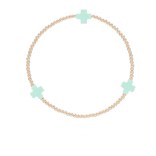 Signature Cross Gold 2mm Bead Bracelet - Mint