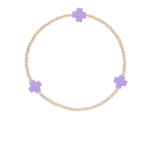 Signature Cross Gold 2mm Bead Bracelet - Purple