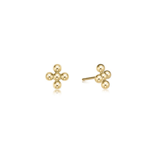 Classic Beaded Signature Cross Stud Earring - 4mm