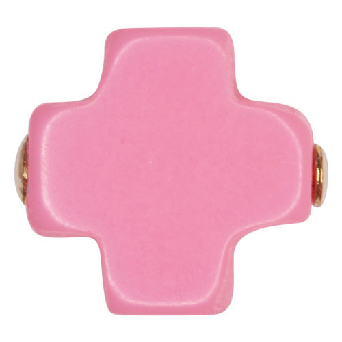 Signature Cross Stud Earrings - Bright Pink