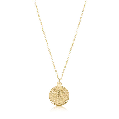16" Necklace Gold - Blessing Gold Disc