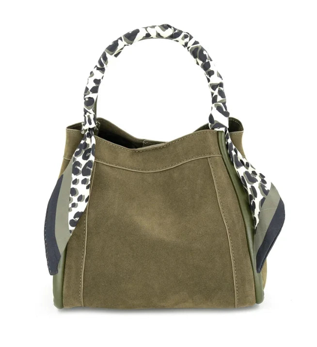 The Suede Bucket Bag - Olive