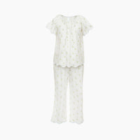 Vandy Scalloped Short Sleeve Pajama Set - Blue